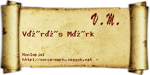 Vörös Márk névjegykártya